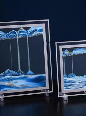生日礼物沙漏摆件3D山水画玻璃