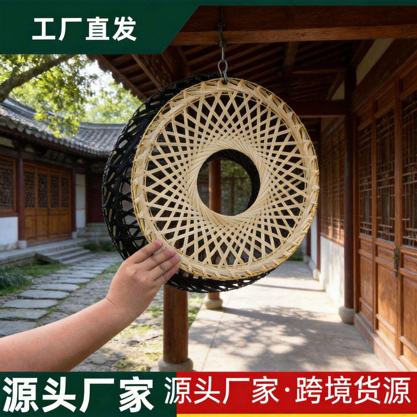 古装影视大帽檐斗笠竹编镂空网