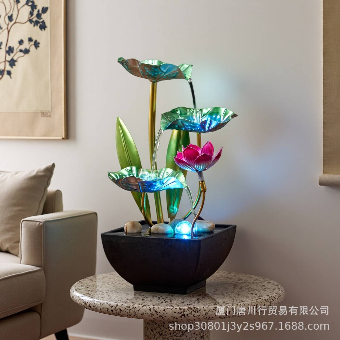 招财流水摆件循环水创意喷泉电商