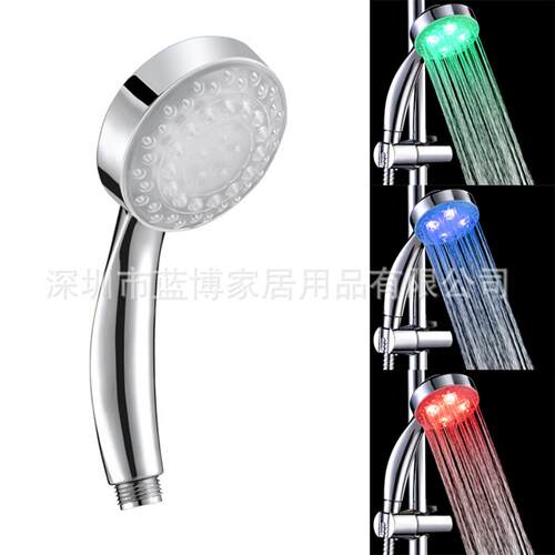 LED花洒头温控三色感温变色发光