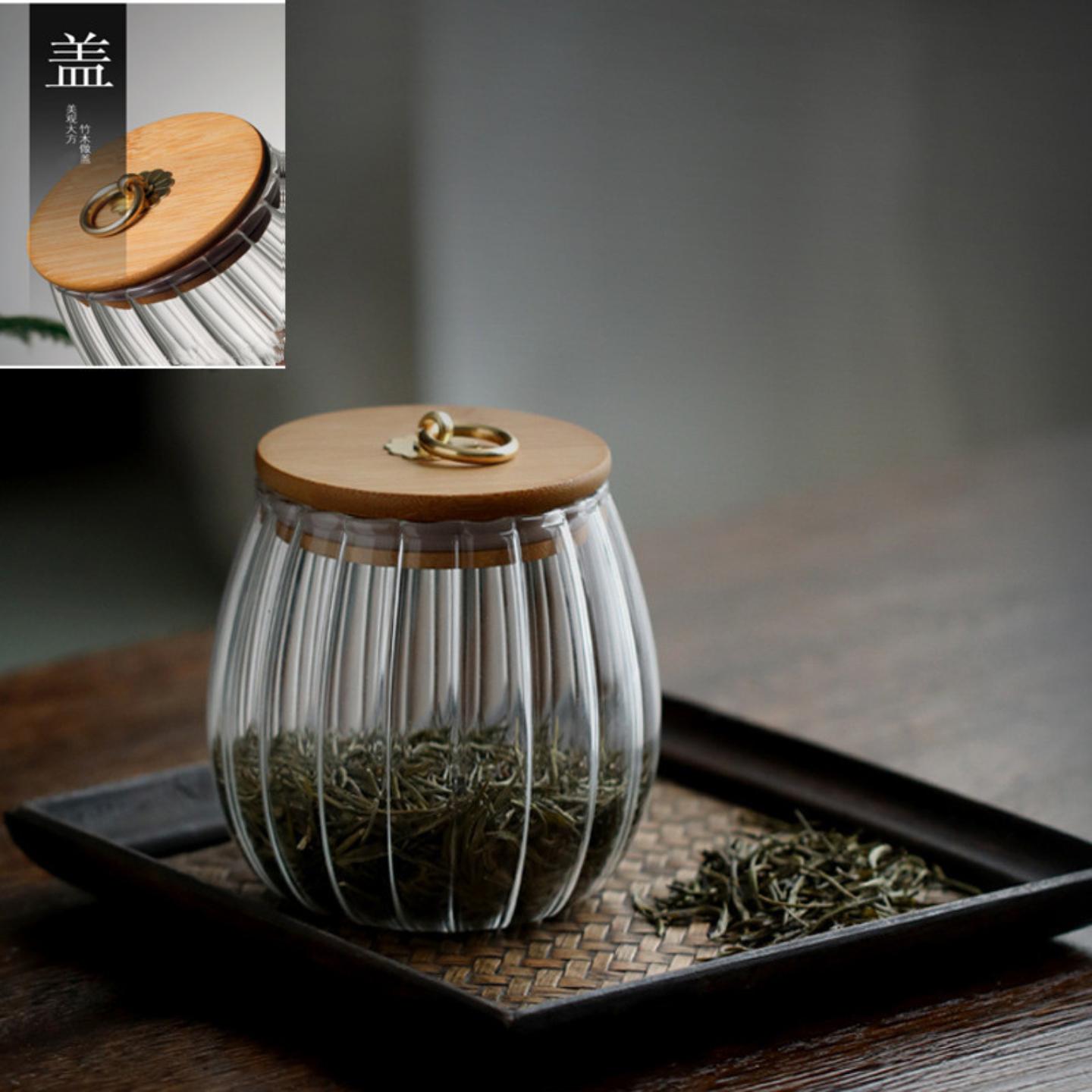 家用透明储藏罐茶叶罐子圆形茶罐
