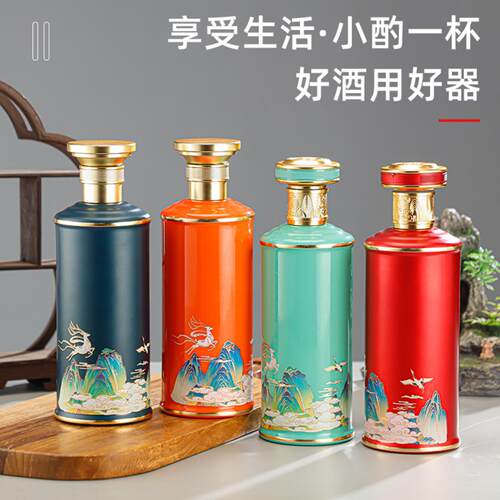 高档烤花500ml白酒瓶玻璃瓶密封