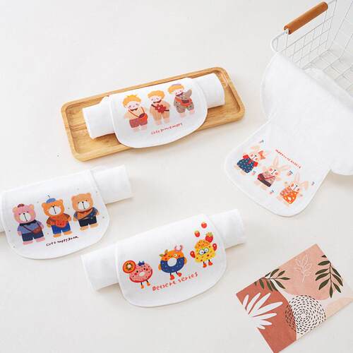 5条装吸巾婴儿背童幼儿园汗a类全棉纱布隔汗巾垫止汉3XHJ42*2CM