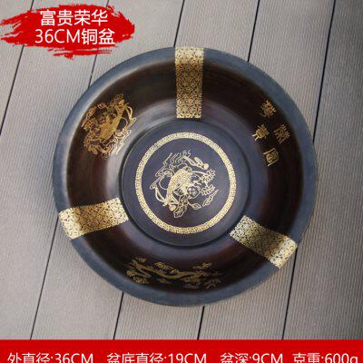 仿古手工老铜盆纯铜家用加厚按摩结婚盆泡脚盆洗脸盆复古盆足浴盆