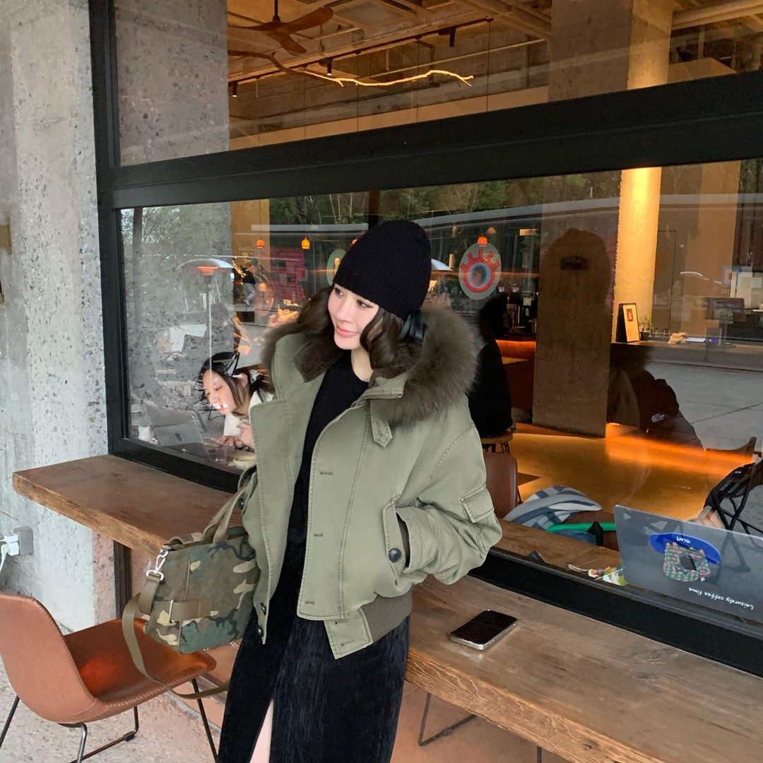 Lynka Vogue【100貉子毛】军绿色短款美式毛领外套女春季新款夹克,女装/女士精品,派克服,淘宝优惠券,粉丝福利购,淘宝优惠卷