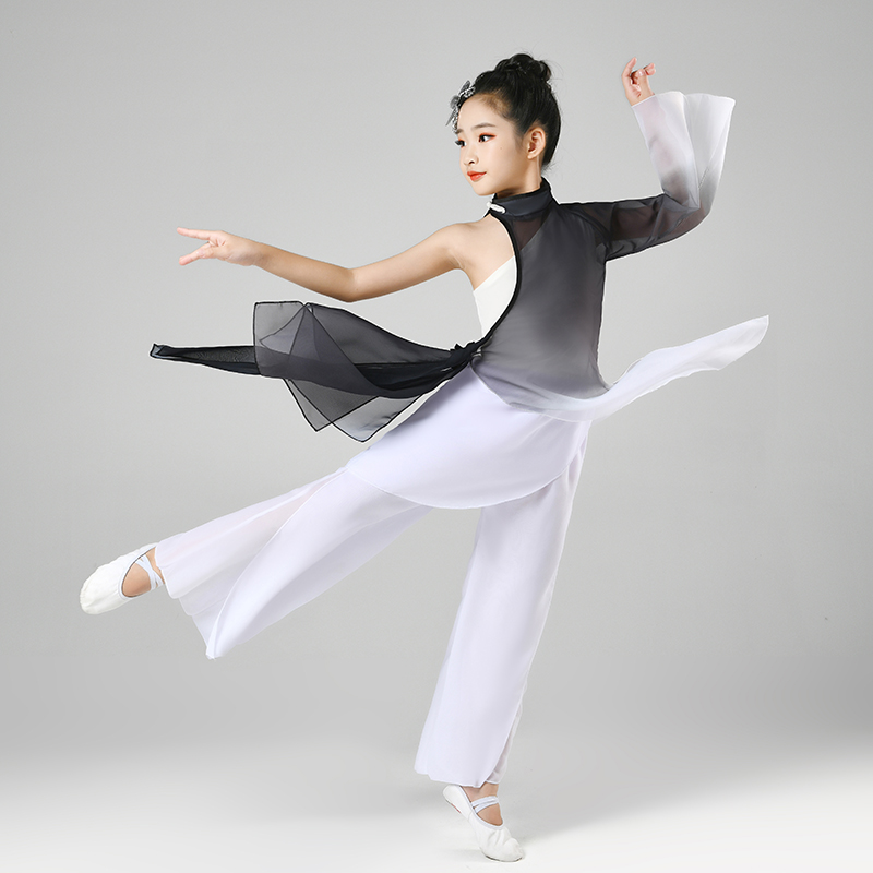 高档古典舞功出服女左月指手舞蹈服儿童学生民族古风新款套装奢华