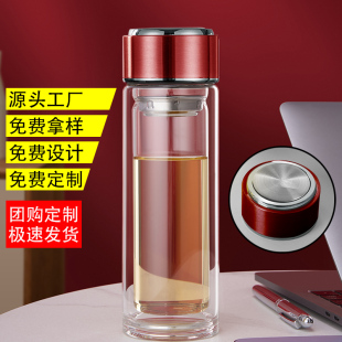 双层玻璃杯定制印logo聚会开业广告礼品赠送品团购批发泡茶杯订制