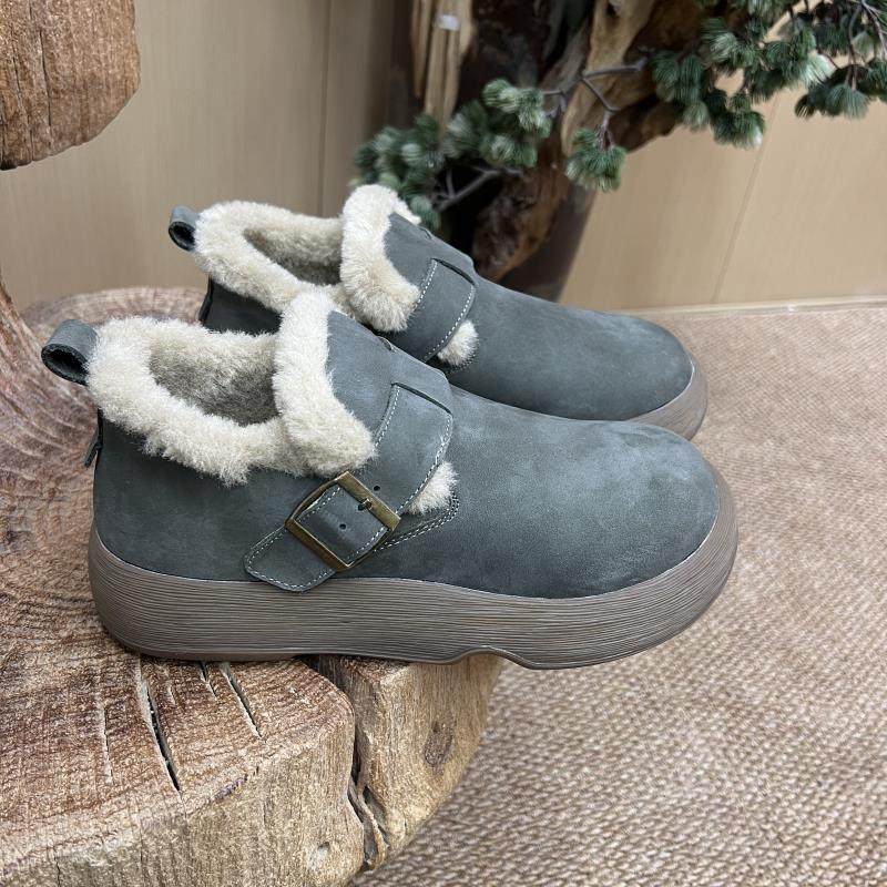 拙手作2025新款加绒低跟胶粘保暖时尚平底秋冬简约毛毛鞋厚款,女鞋,时尚雪地靴,淘宝优惠券,粉丝福利购,淘宝优惠卷