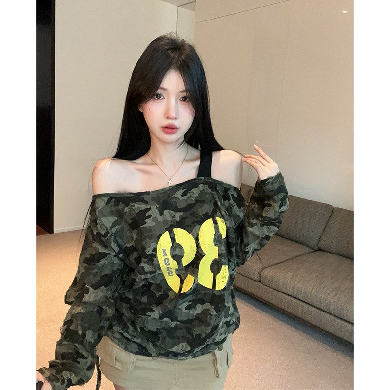 长袖辣妹风女辣妹露肩显瘦性感