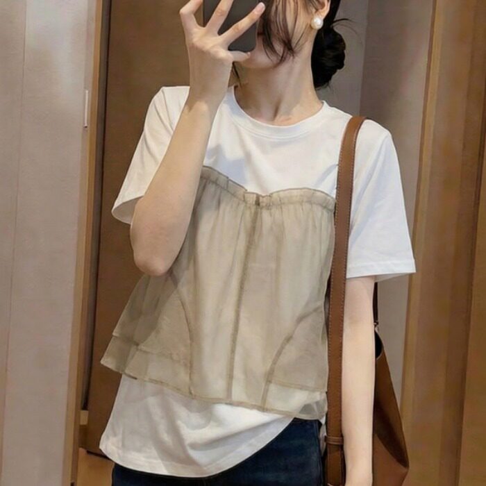 短袖休闲假两件女显瘦洋气减龄