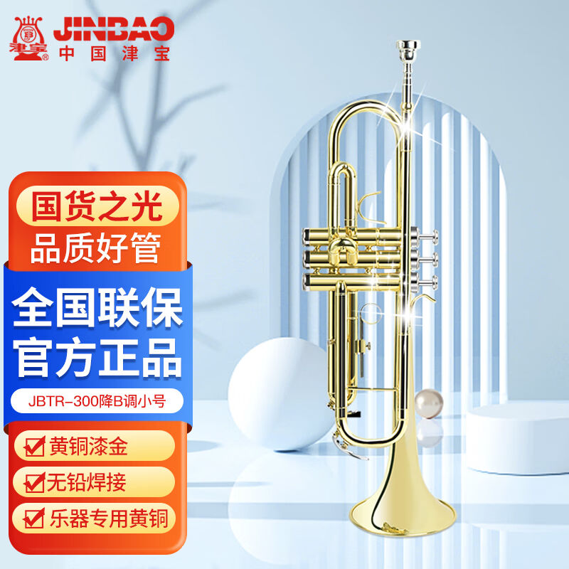 津宝JBTR-300小号乐器降B调儿童初学学生演奏考级漆金西洋吹管乐
