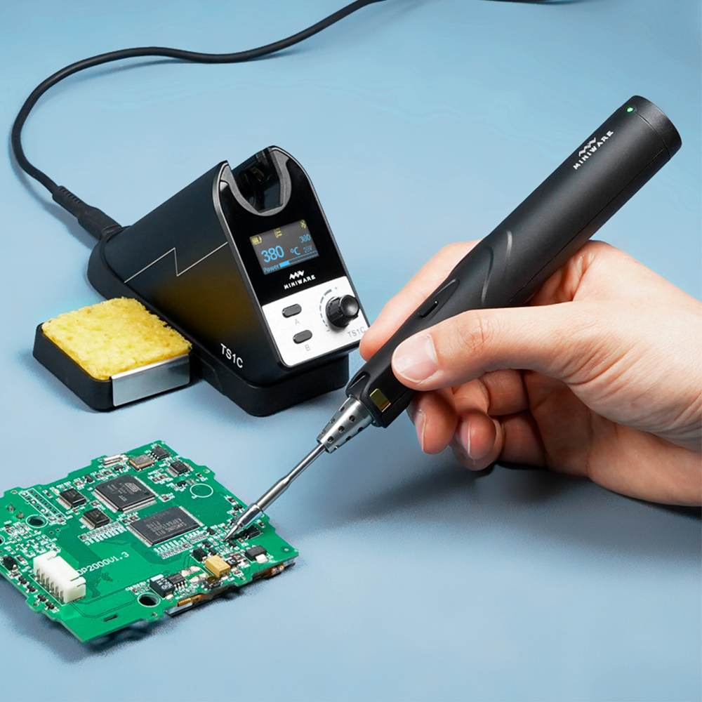 miniware无线焊台TS1C便携充电式无线电烙铁维修电容储能蓝牙链接