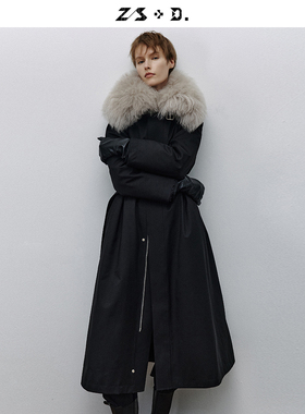 Z/S+D.挺阔感大毛领列装长款鹅绒服风衣式羽绒服991A864Z