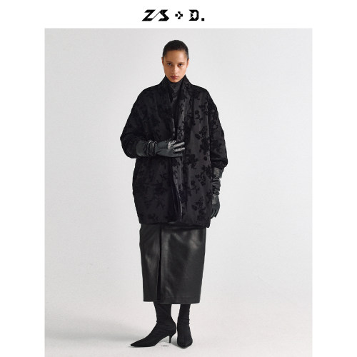 ZEUSELEN 夜阑渡·流苏斗篷式鹅绒外套162A393Z