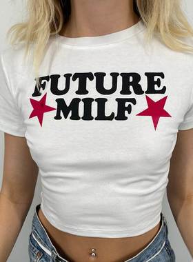 Future Milf cropped top women sexy party clothes露脐短袖女
