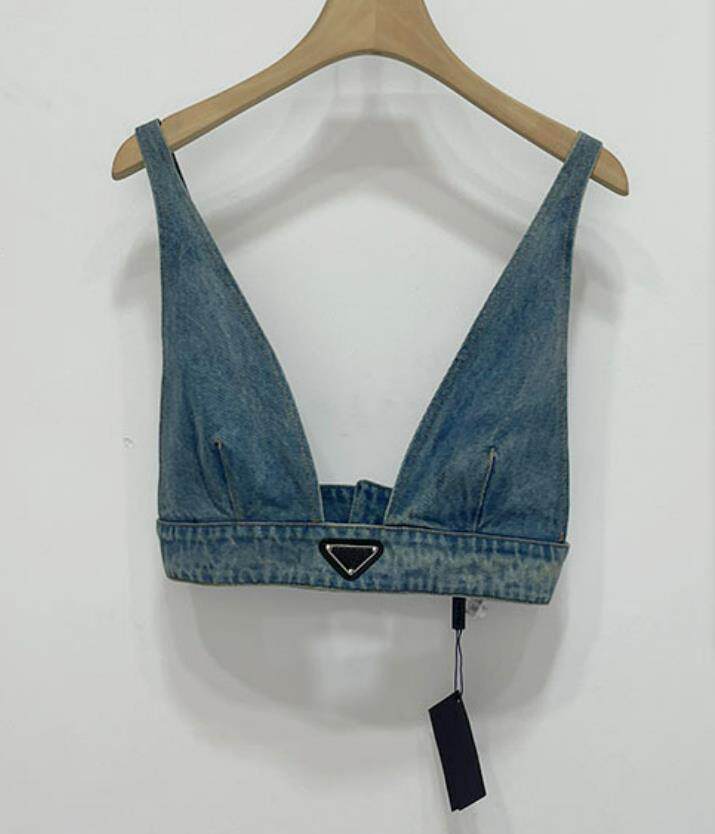 牛仔吊带小背心性感深V露背上衣女文胸吊带JEANS BRA