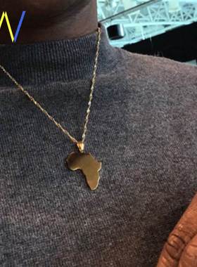 Africa Map Necklace Pendant Women Men Gold Silver Jewelry