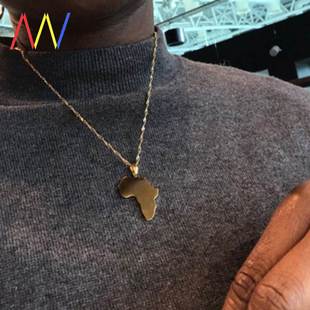 Africa Map Necklace Pendant Women Men Gold Silver Jewelry