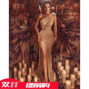 39;s sequined one Fall wedding Women& shoulder dress婚 2021