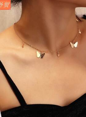 Sequins butterfly necklace romantic woman Collarbone chain