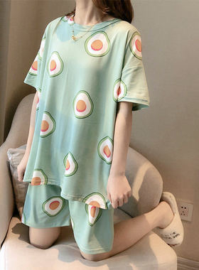 Summer loose cute short sleeve shorts housewear suit短袖短裤