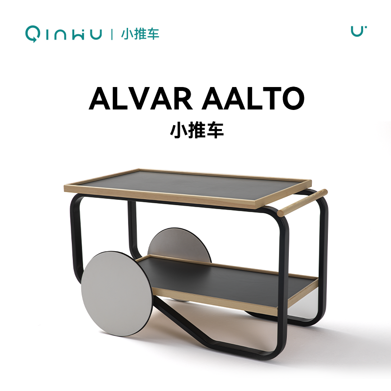 【限定新品】实用美学经典1935s多用中古实木北欧餐边车茶台推车