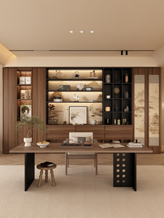 定制整墙一体书柜去客厅化储物柜覆古茶室柜家用实木博古架展示柜