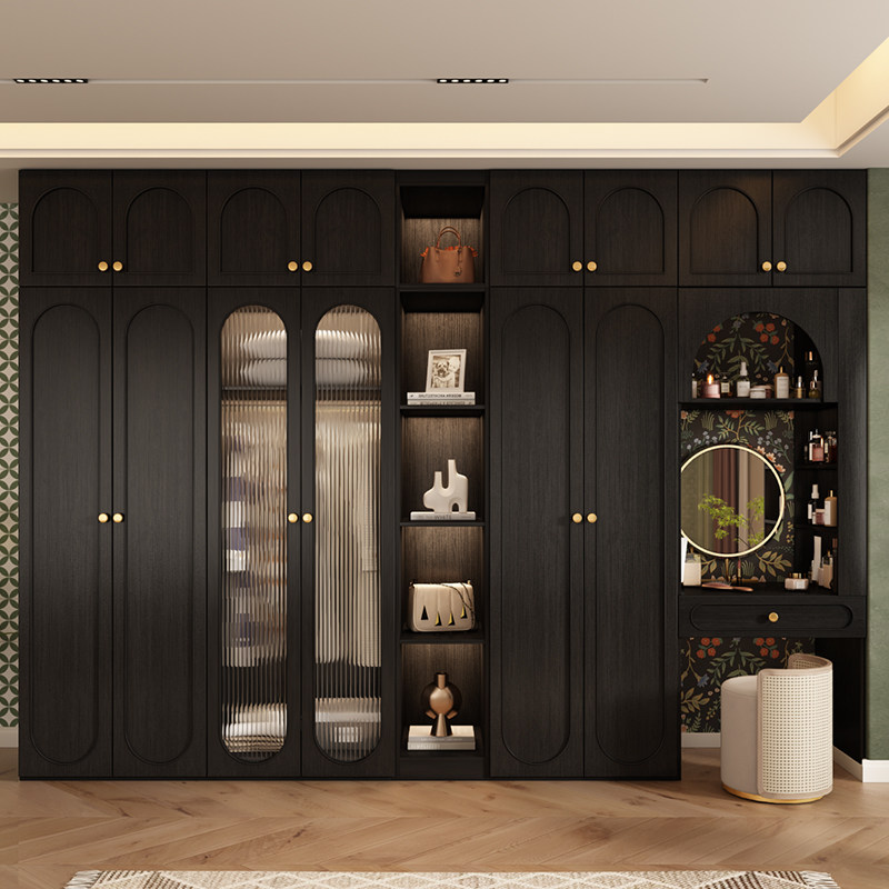 北欧实木衣柜黑胡桃现代简约卧室