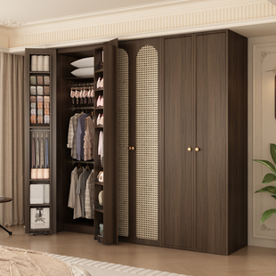 衣柜2026新款爆款实木复古家用卧室转角衣橱ENF级欧松板柜子定制