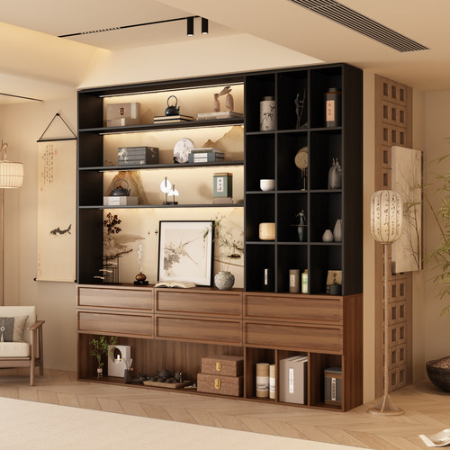 整墙一体书柜实木满墙展示柜定制
