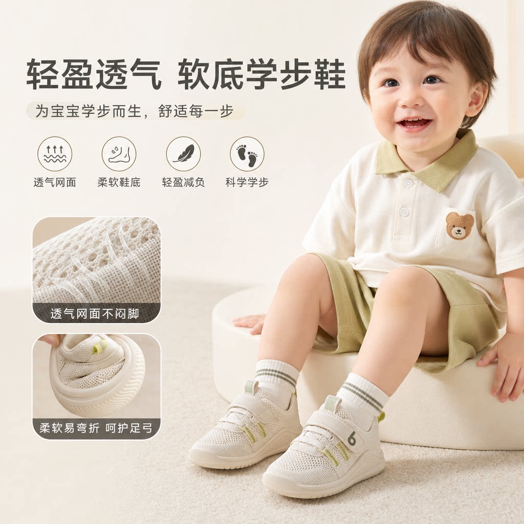 新款婴幼儿学步鞋男宝宝鞋秋冬网鞋婴儿鞋软底透气女童运动鞋