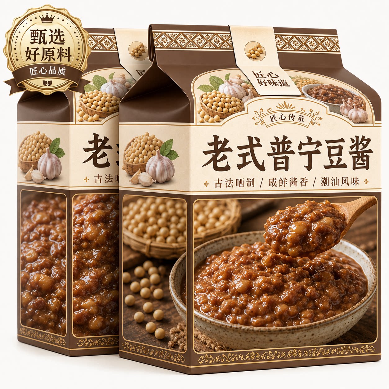 正宗潮汕普宁豆酱官方旗舰店老字号无添加黄豆酱调味品蒸鱼炒菜