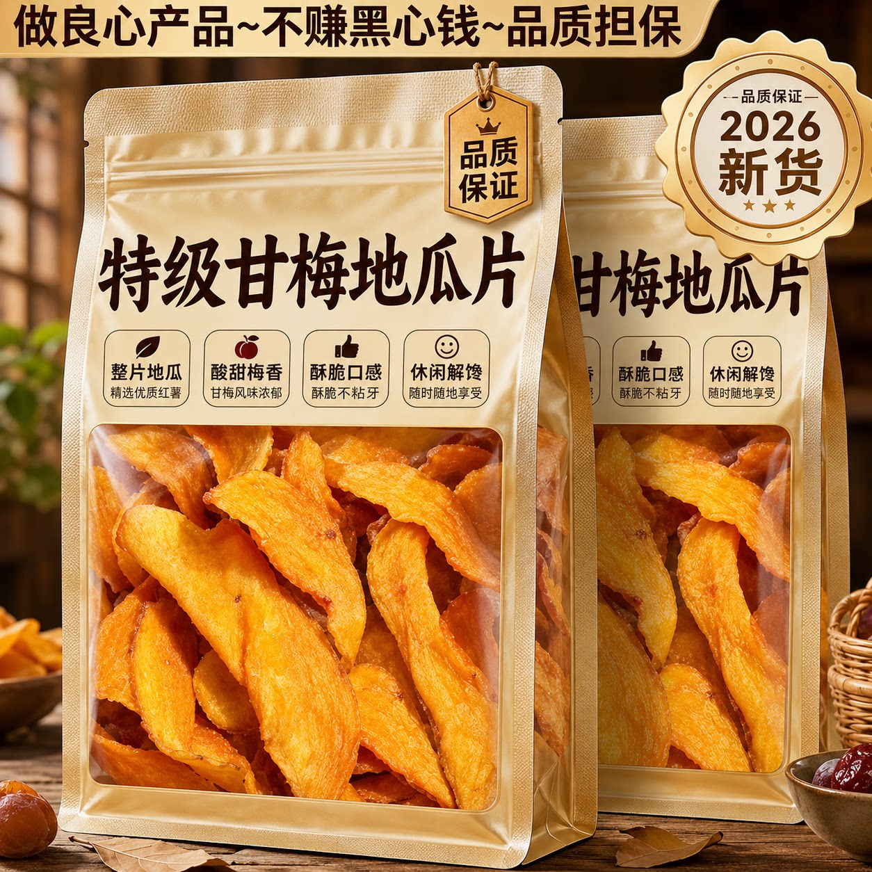 甘梅地瓜片官方旗舰店原切薄脆红薯片咸香酥脆儿童办公室休闲零食