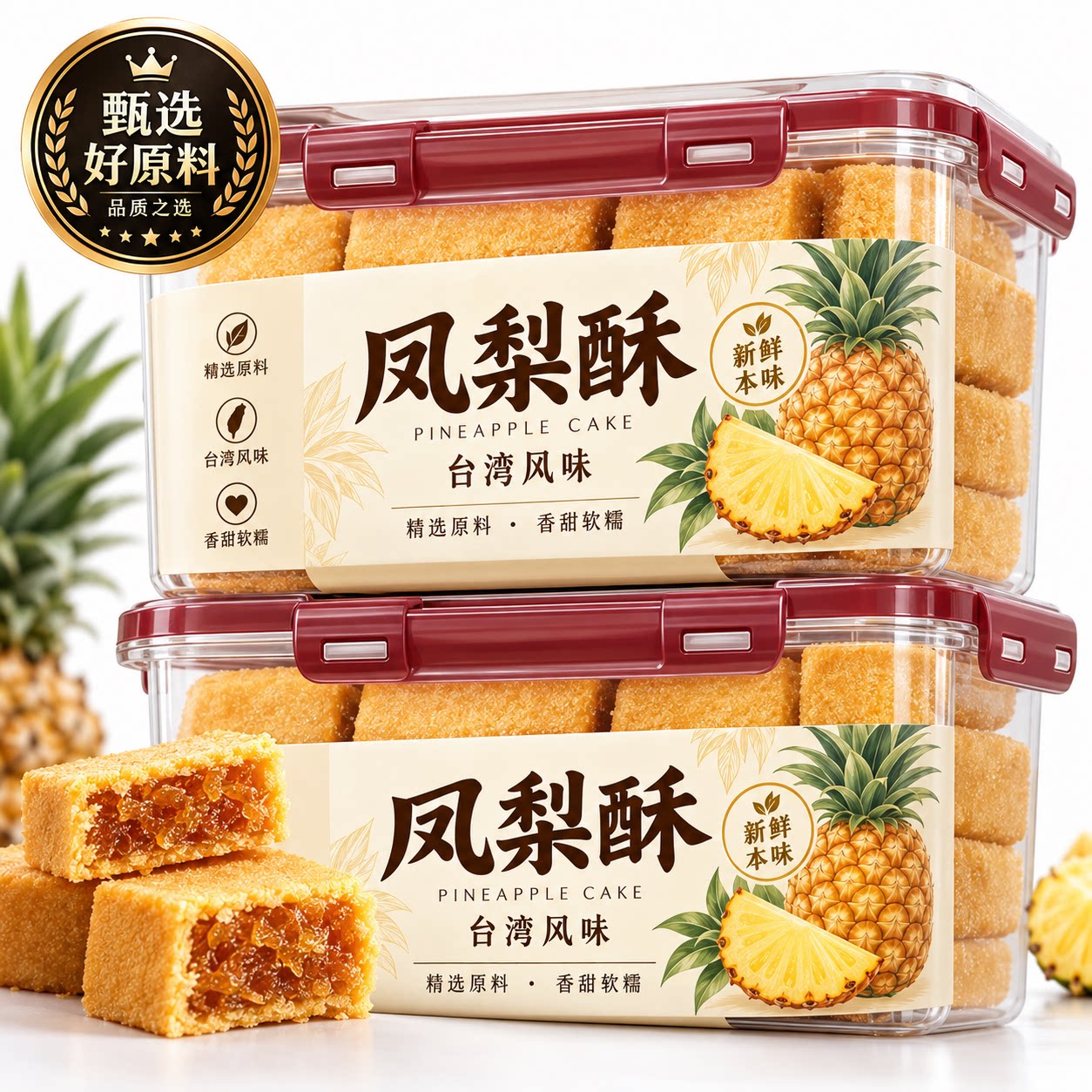 正宗台湾凤梨酥铁盒子官方旗舰店老字号传统中式糕点零食小吃特产图片