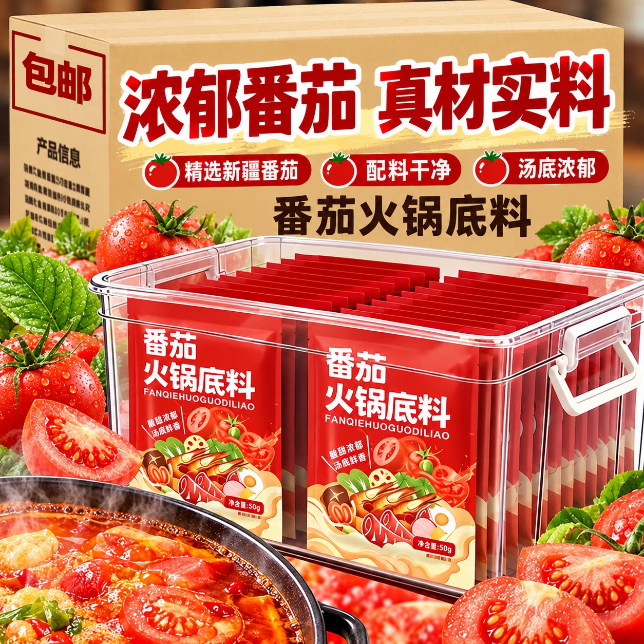 正宗番茄火锅底料不辣清汤锅底家用小包装可喝汤番茄浓汤料旗舰店