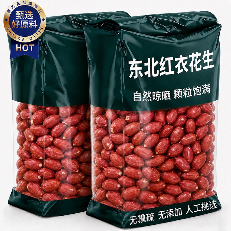东北特级红皮花生官方旗舰店2026年新鲜有机原味花生补气养血孕妇
