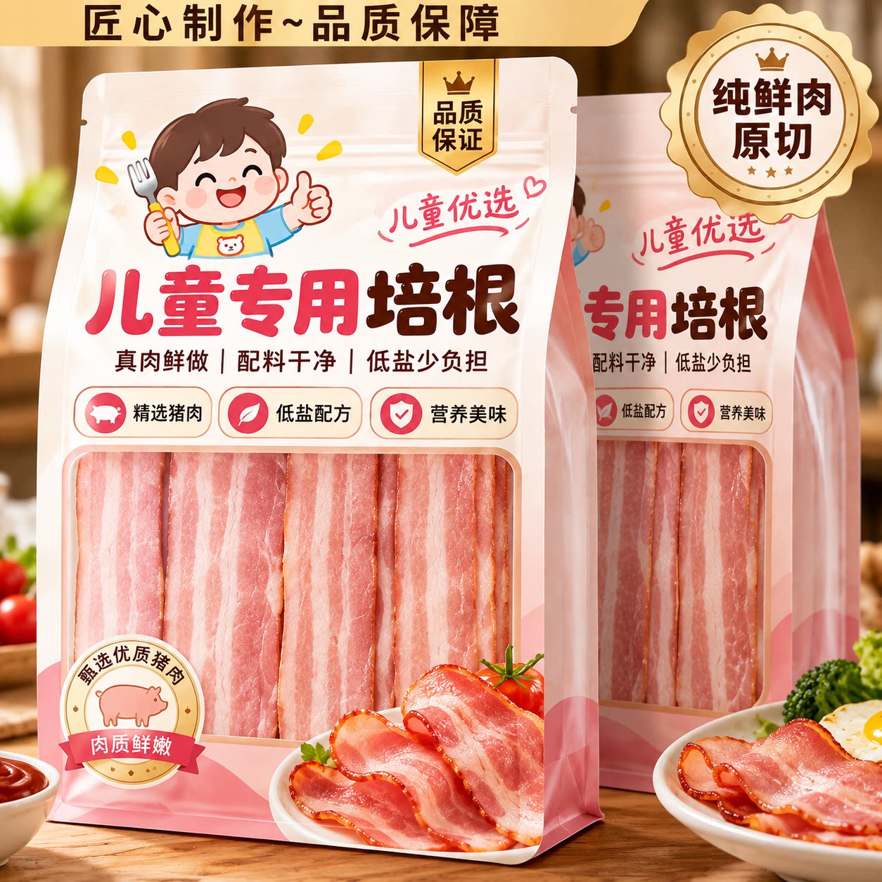 培根原切烟熏厚切培根三明治陪根片专用营养早餐配菜官方旗舰店
