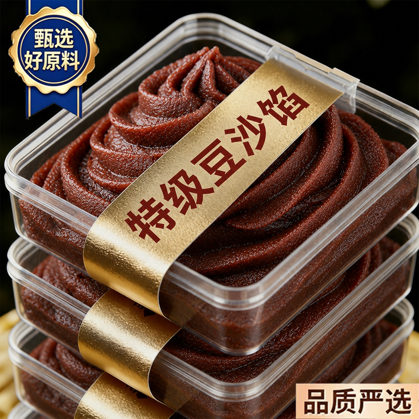 0添加豆沙馅家用家庭装红豆沙泥月饼红豆沙包子面包烘焙原料馅料