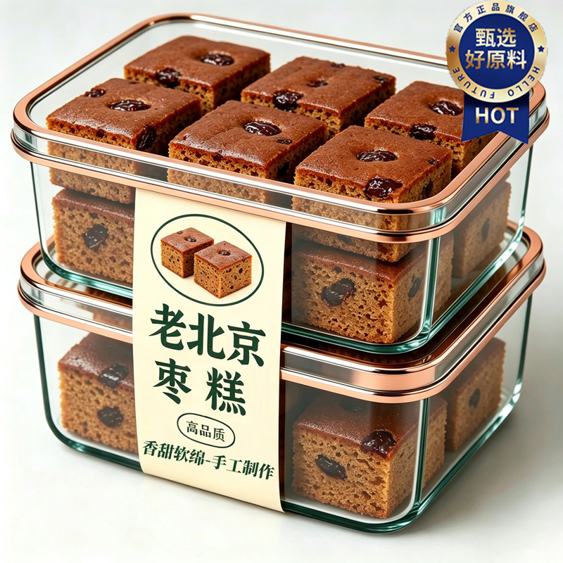 老北京枣糕面包整箱官方旗舰店早餐红枣泥糕点老年人健康手工糕点