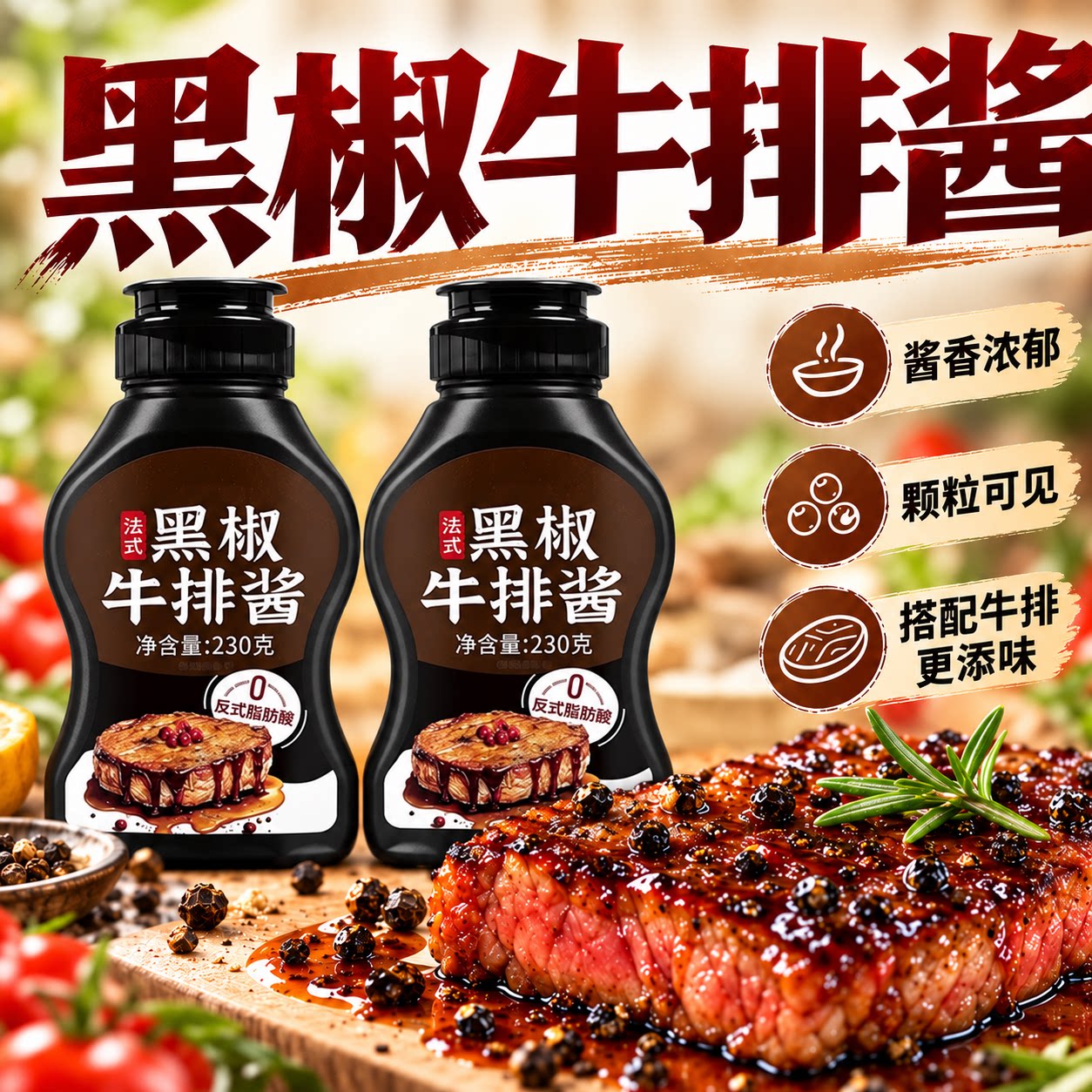 黑胡椒牛排蘸酱腌制调料黑椒烤肉蘸酱调味料西餐厅专用官方旗舰店