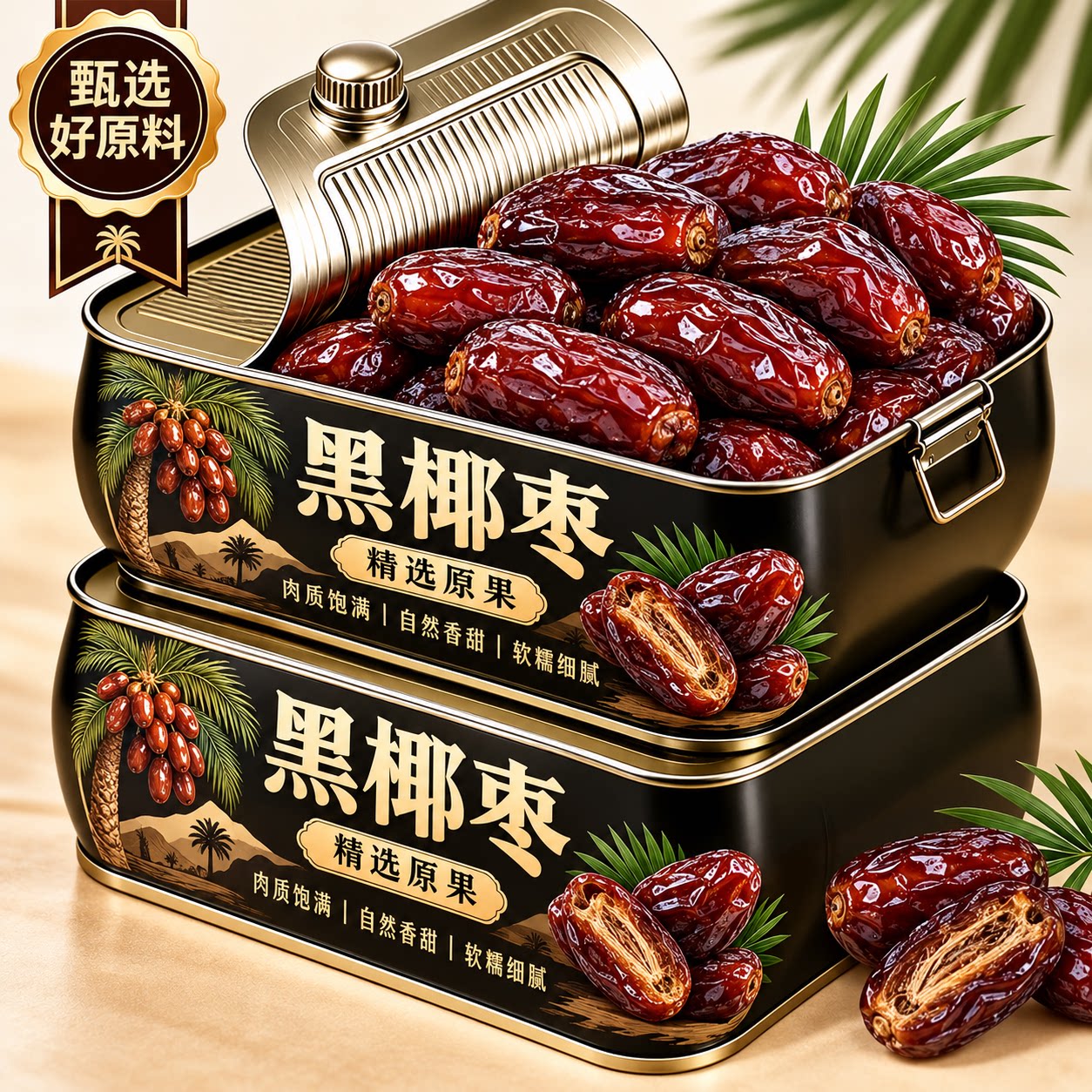 正宗特大椰枣特级新疆特产官方旗舰店新鲜沙特软糯黑椰枣免洗即食