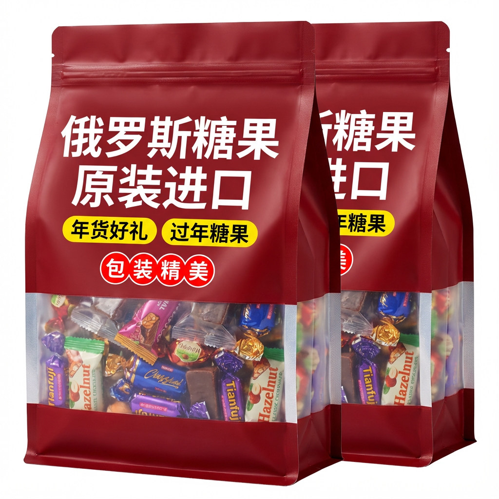 过年糖果正宗原装进口俄罗斯糖果混合味喜糖巧克力官方旗舰店礼盒
