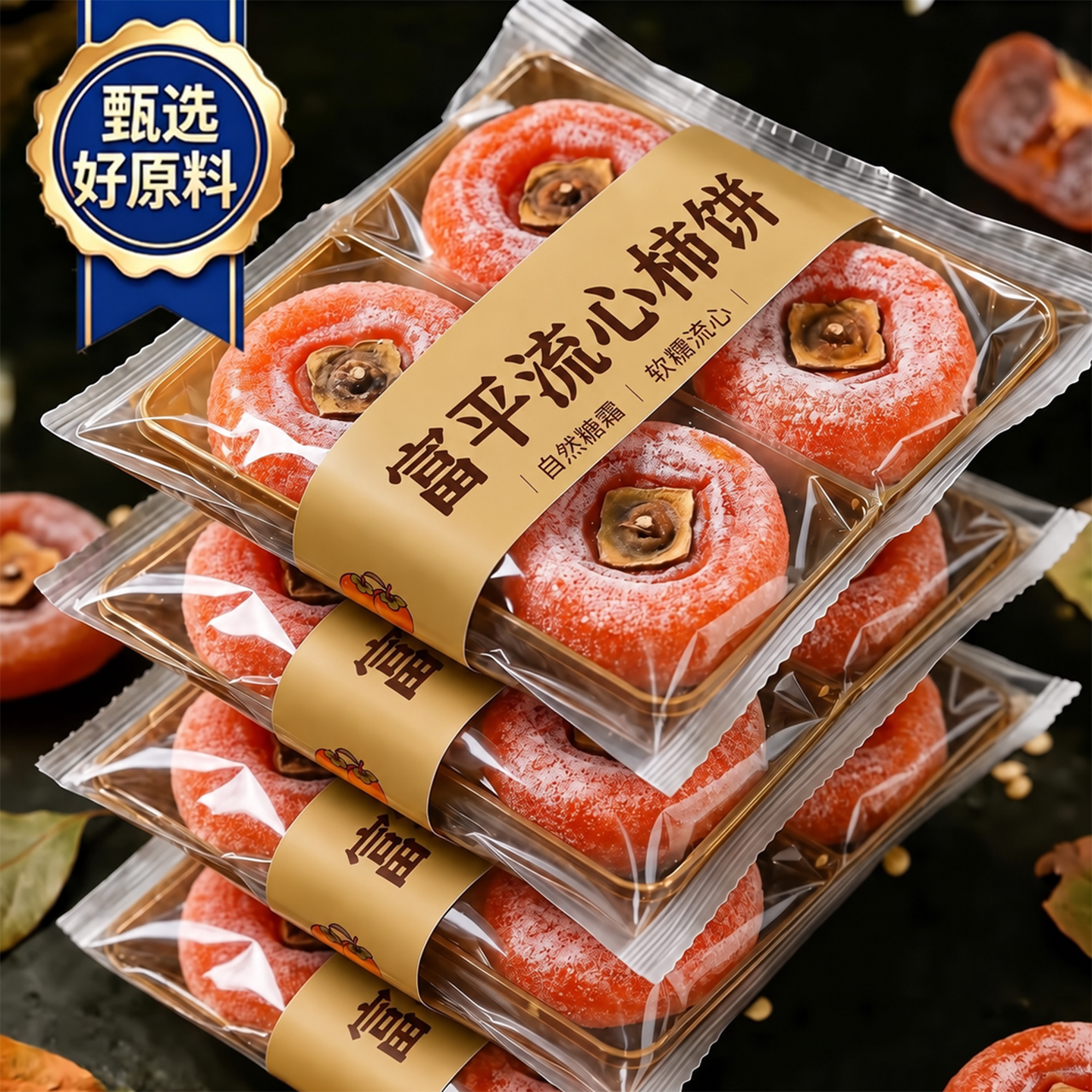 正宗富平柿饼官方旗舰店2026年新货陕西流心柿子吊柿圆饼独立包装