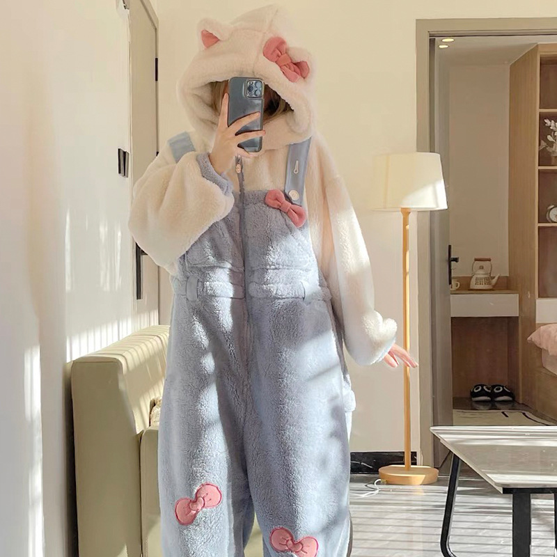 睡衣女可爱卡通珊瑚绒冬装