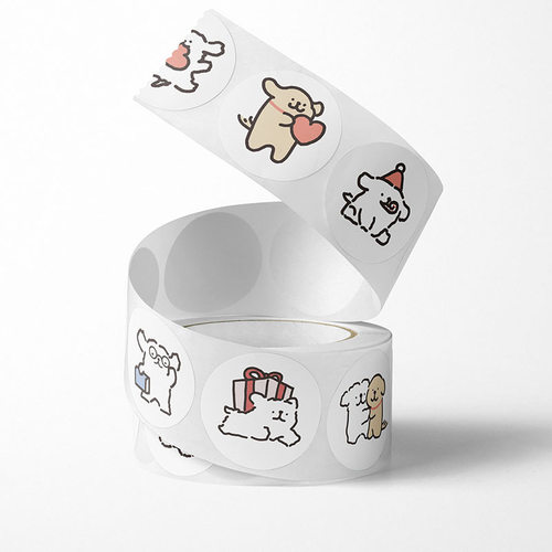 新款个性卡通卡通小狗封口贴纸ins风手账可爱装饰卡通小狗贴画