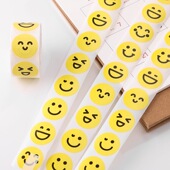 儿童奖励贴纸女卡通可爱笑脸小贴画小学生表扬表情装 饰不干胶标签