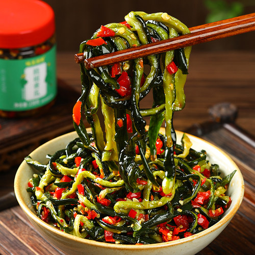湖南特产脆椒黄瓜皮剁椒下饭菜