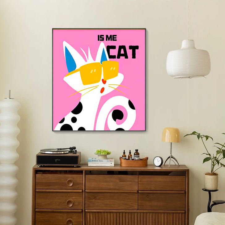 小众ins风艺术卧室组合卡通动物多巴胺客厅装饰画沙发背景墙挂画图片