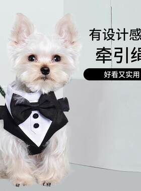 宠物狗狗衣服西装领结领带围脖胸背小中大型犬结婚礼服西装牵引绳