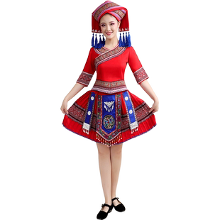 新广西壮族服饰女成人少数民族服装瑶族壮族衣服苗族舞蹈演出服装